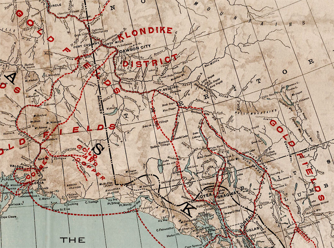 Goldfields Map The Klondike Gold Fields Map of Alaska and a Portion of the Northwest ...