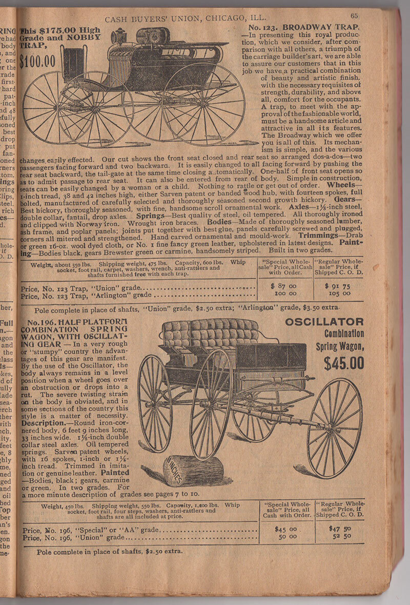 Special 1896 Catalogue, E. No. 57, of Buggies, Surreys, Phaetons, Spring Wagons, Carts, Road Wagons, Harness, Saddles, etc., etc.