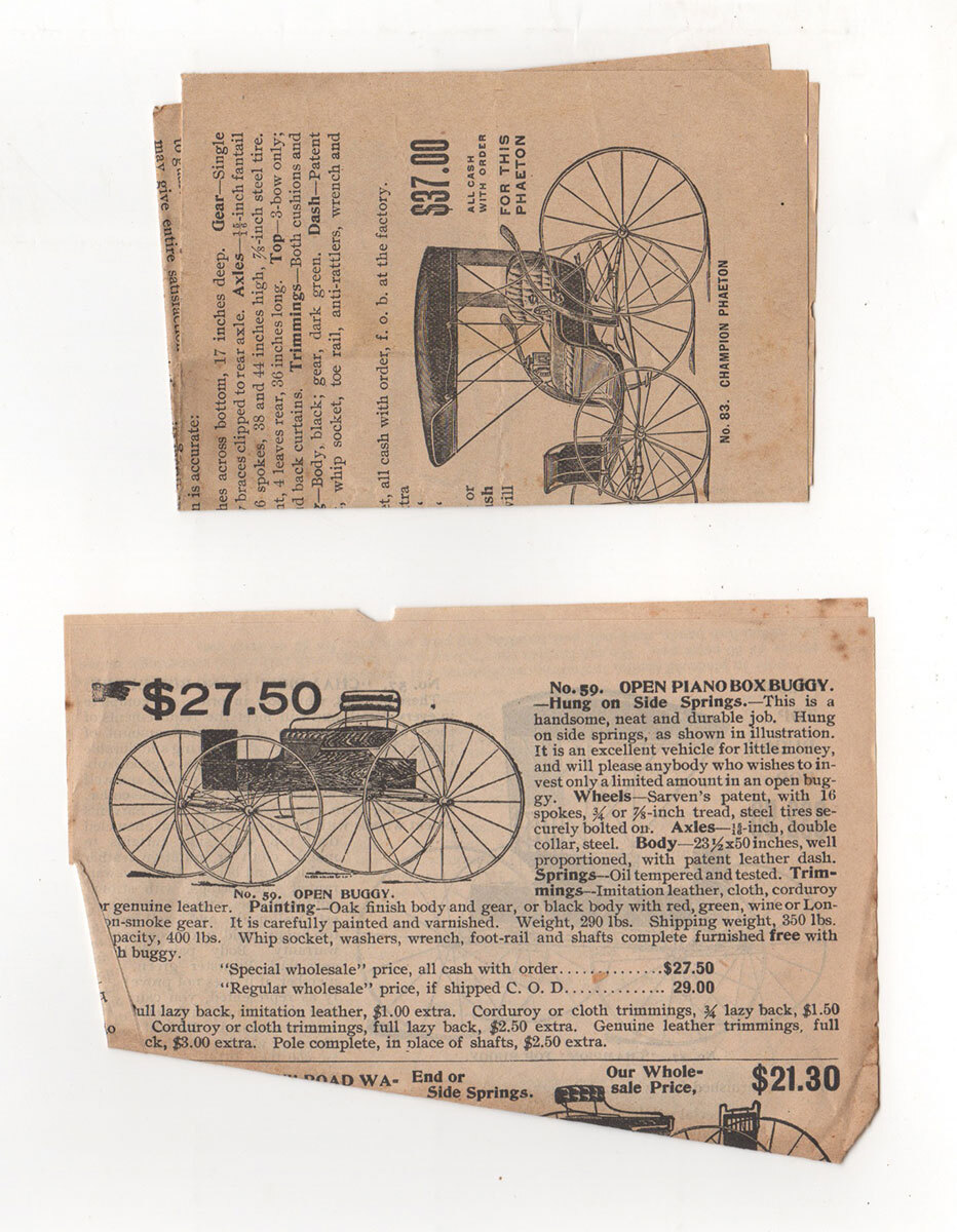 Special 1896 Catalogue, E. No. 57, of Buggies, Surreys, Phaetons, Spring Wagons, Carts, Road Wagons, Harness, Saddles, etc., etc.
