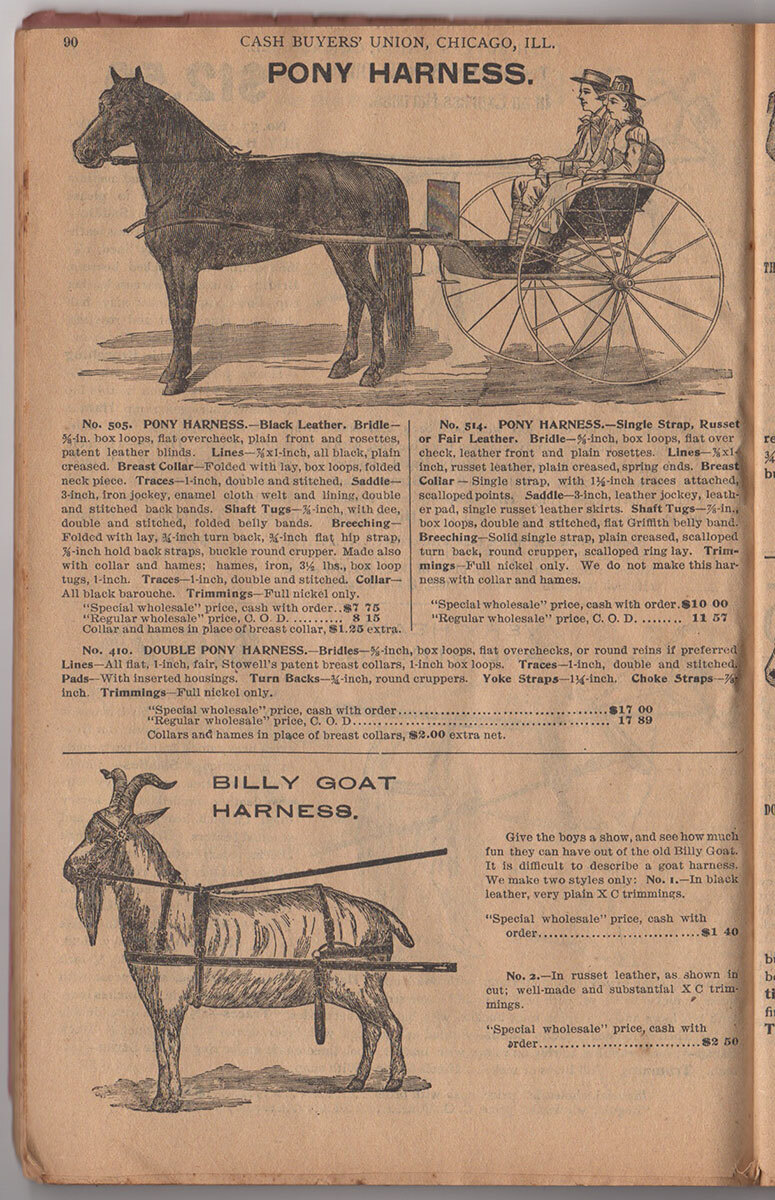 Special 1896 Catalogue, E. No. 57, of Buggies, Surreys, Phaetons, Spring Wagons, Carts, Road Wagons, Harness, Saddles, etc., etc.