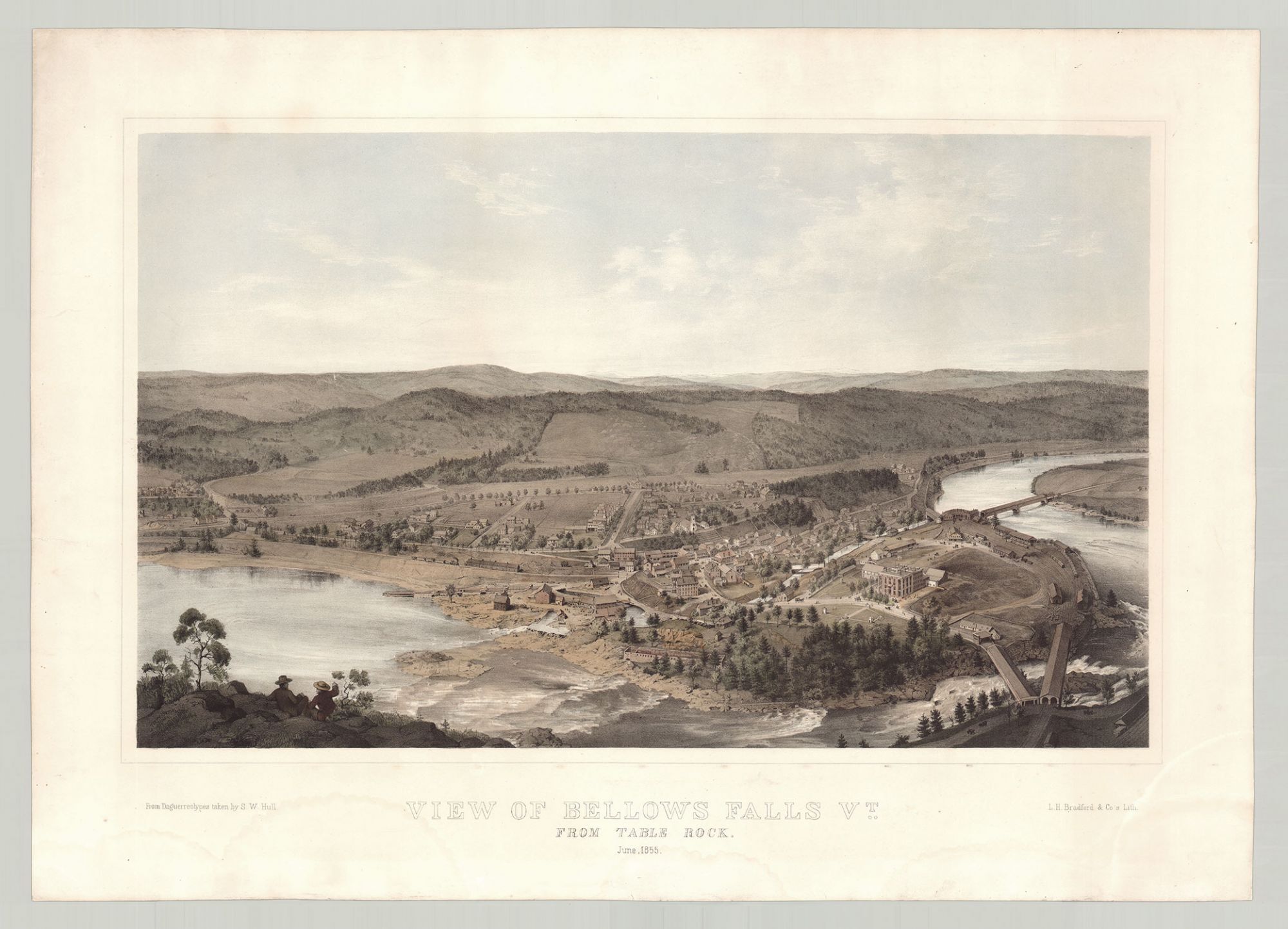 View of Bellows Falls Vt. From Table Rock. June, 1855 | daguerreotypist ...