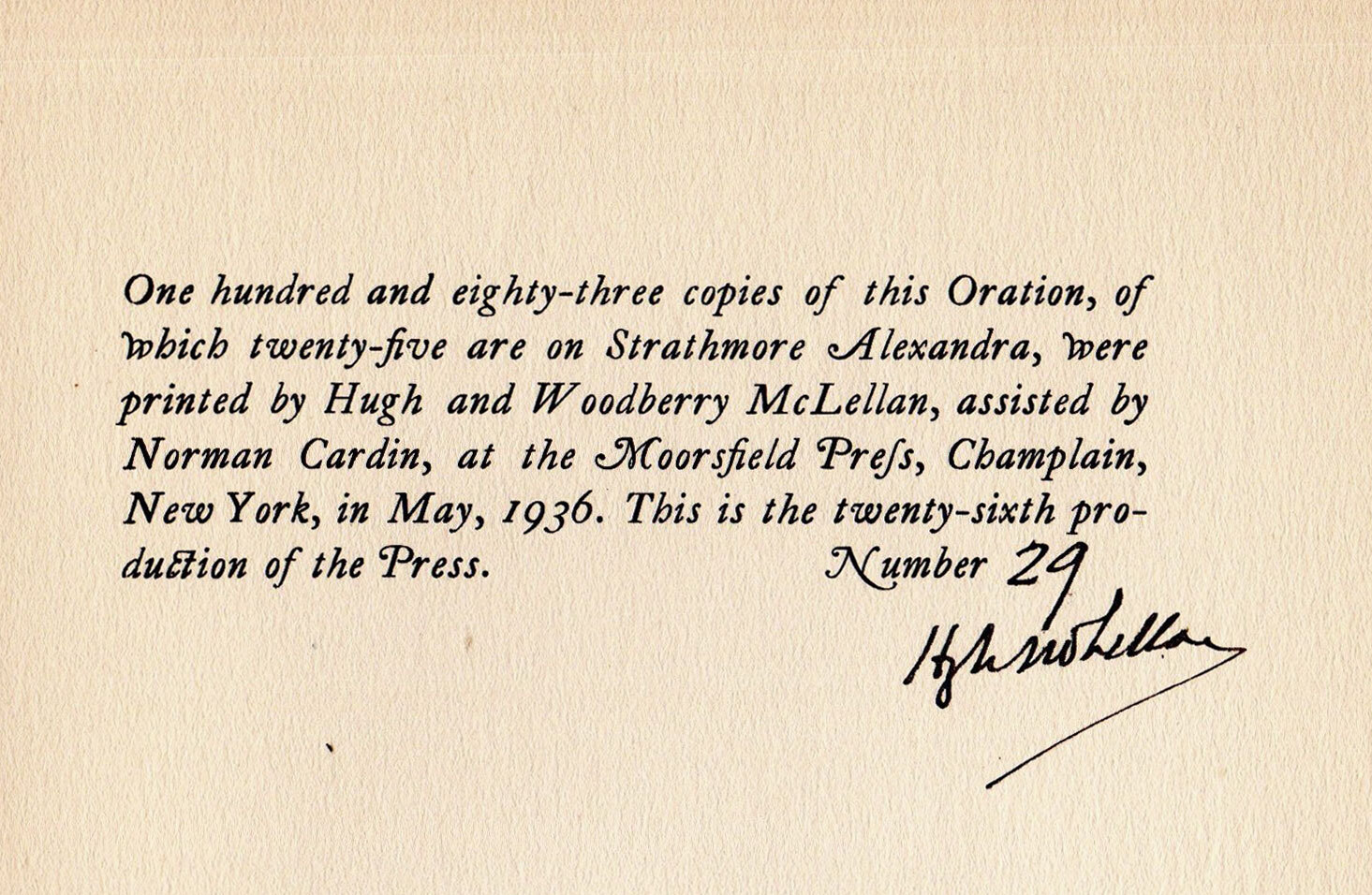 Historical Oration on Champlain Town; delivered at Champlain, New York on the Fourth of July, 1877, by Daniel T. Taylor. Edited, with the addition of Notes to the Original Oration, by Hugh McLellan.
