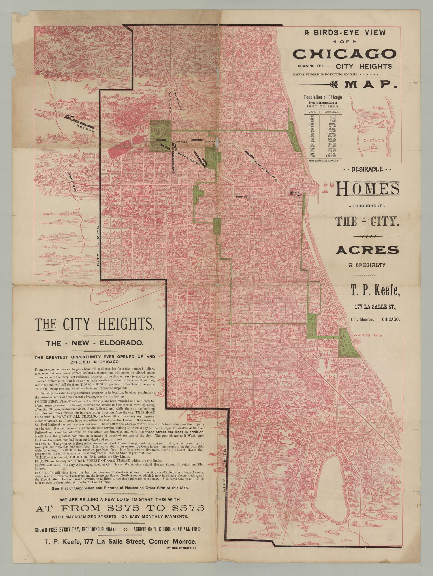 Chicagoheight Map Bird's Eye View of Chicago Showing the City Heights Where the Finger is ...